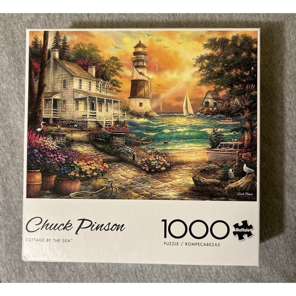 Buffalo Puzzle-"Cottage By The Sea" Chuck Pinson 1000 Pcs New